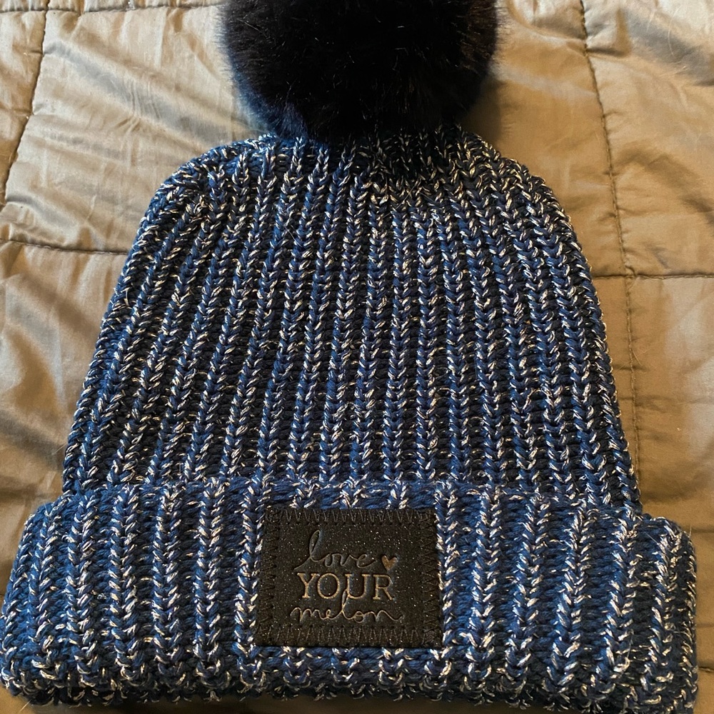 Love Your Melon metallic Pom beanie